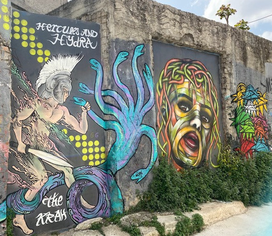 Hercules and Hydra Street art Athens